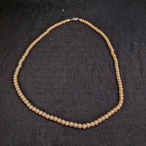 Elegant Cream Faux Pearl Beaded Single Stranded Necklace Lobster